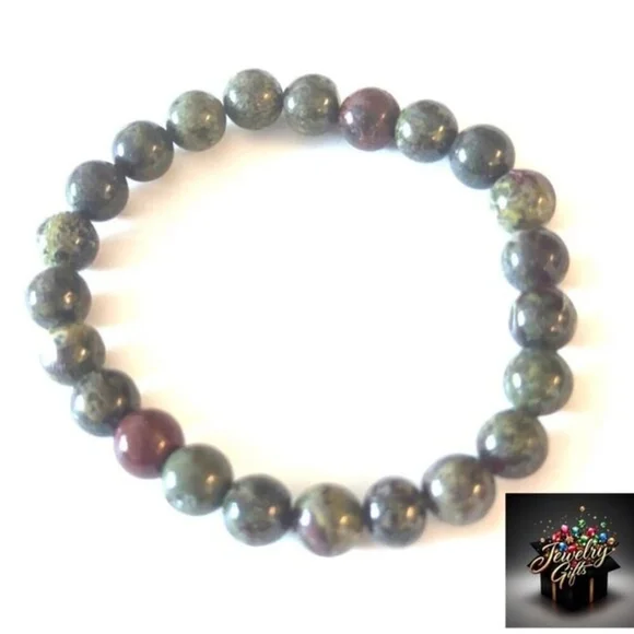 Dragon Blood Jasper 8mm Beaded Bracelet 7.48 Inch - Picture 7 of 11